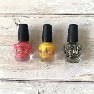 Sugarkiss by Elf Nail Polish Bundle 3ct Glitter Rainbow Confetti Yellow Pink NEW